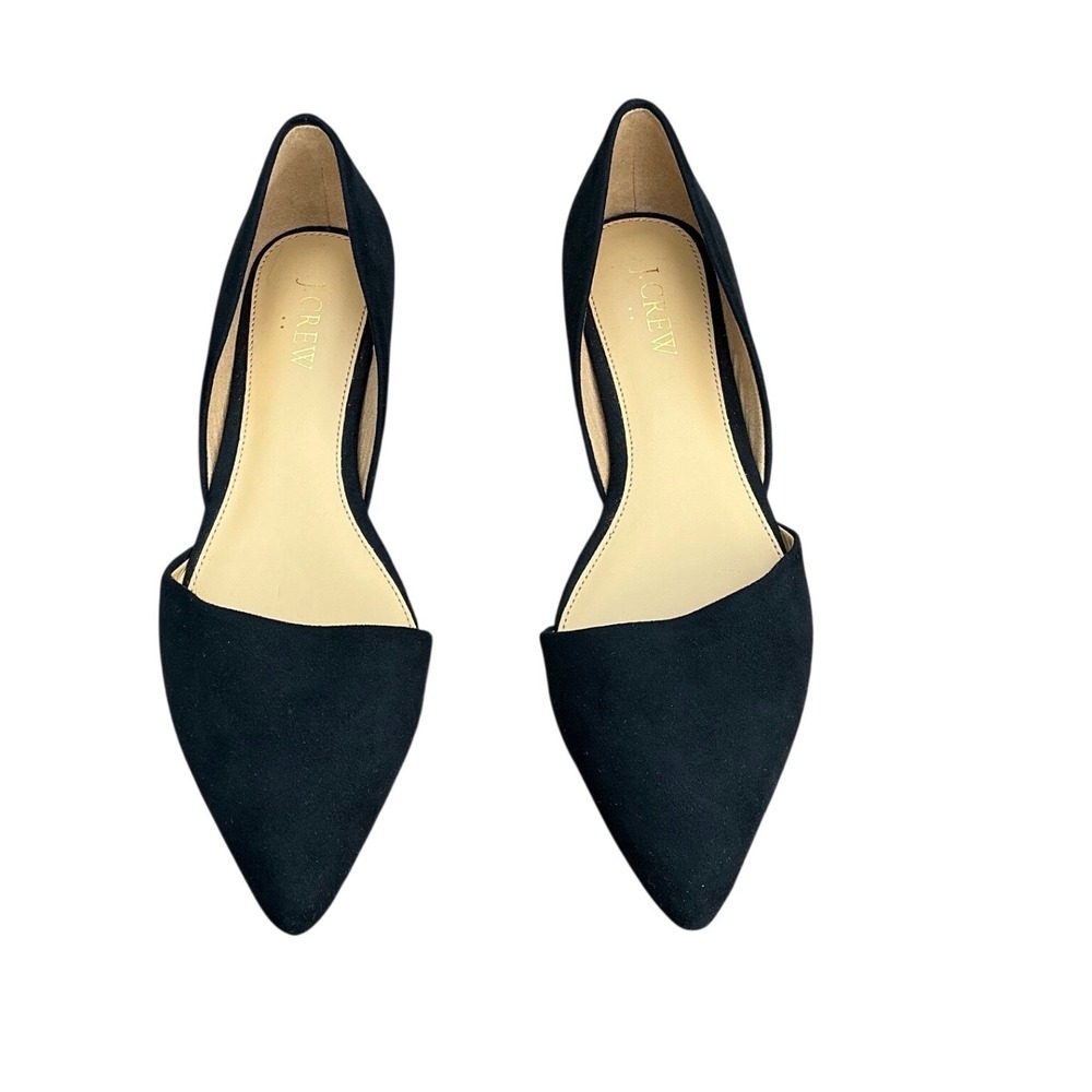 J. Crew Black Suede d'Orsay Pointed Toe Flat Shoes Womens 7.5 New Without Tags